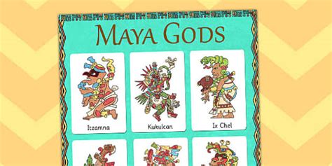 Maya Gods Vocabulary Poster Mayans Ancient Maya Mayan