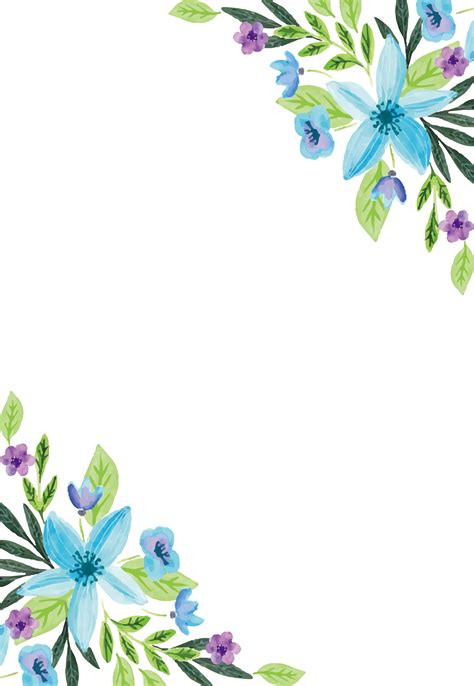 Maybe you would like to learn more about one of these? Download Blue Flower Border Png - Water Color Flower ...