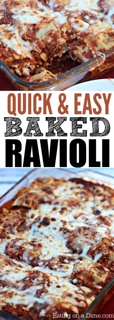 Spread a thin layer of marinara sauce across the bottom of each baking pan. Easy baked Ravioli Recipe - Easy casserole recipes