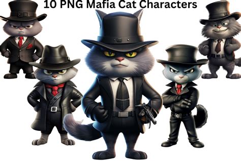 10 Png Mafia Cat Characters Clipart Grafik Von Imagination Station