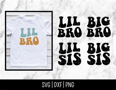 Groovy Siblings Svg File Lil Bro Lil Sis Big Bro Big Sis Etsy Australia