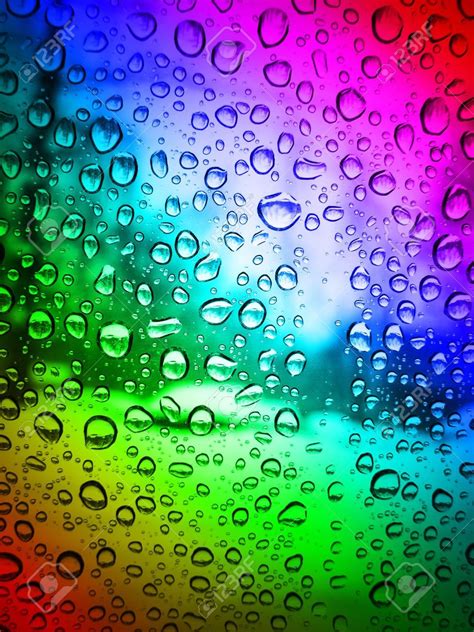 Rain Drops On Glass Color Stock Photo Picture And Royalty Free Image