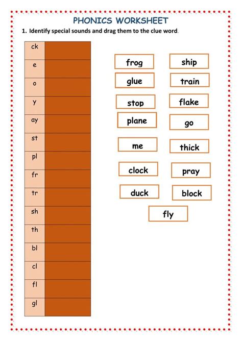 The Phonics Worksheet Is Shown In Orange And White