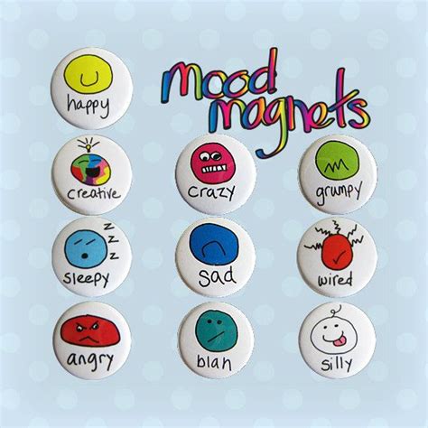 Mini Mood Magnets Or Buttons Pins Set Of 10 Etsy Beach Rock Art