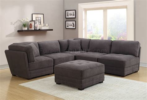 Mike Sectional Sofa 6pc In Grey Fabric