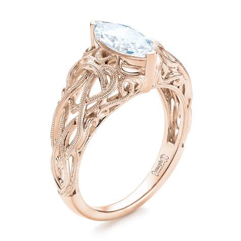 Get it as soon as fri, mar 12. 14k Rose Gold Filigree Marquise Diamond Solitaire Ring #103895 - Seattle Bellevue | Joseph Jewelry