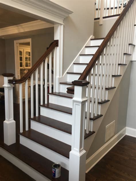 Glen Ellyn Foyer Staircase Updating Replacing Traditional Spindles With Square And Replacing
