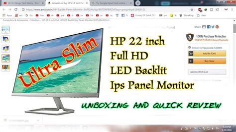 Hp 22inch Ultra Slim Full Hd Led Ips Panel Monitor Unboxing And Quick