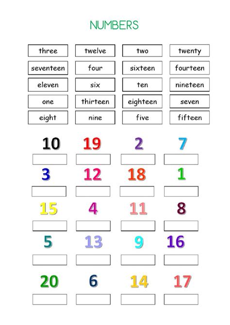 Numbers Interactive Worksheet Number Words Worksheets Color Worksheets