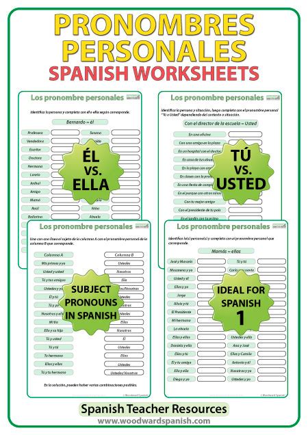 Subject Pronouns In Spanish Worksheet