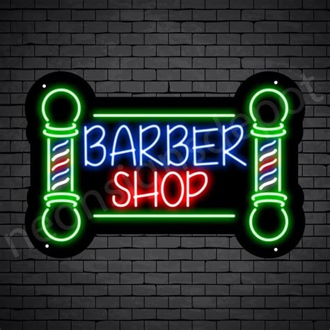 Barber Neon Sign Barbershop Two Poles Neon Signs Depot Neon Signs