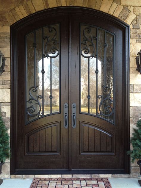 Double Front Entry Doors Orleans Panel Design Finished In Rustic