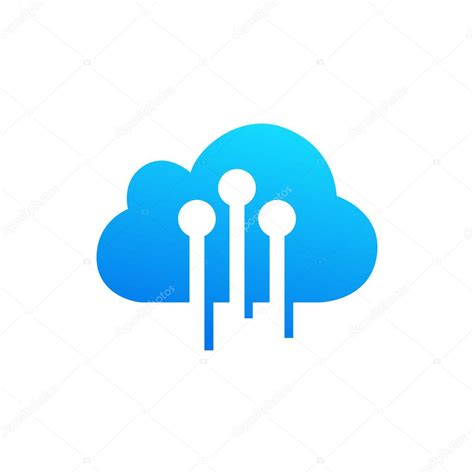 Cloud Computing And Storage Vector Logo En Inglés Plantilla De