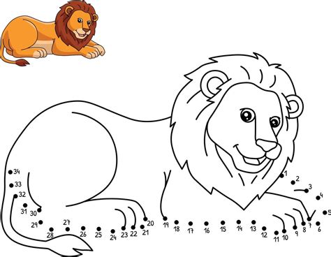 Dot To Dot Lion Isolated Coloring Page For Kids 12626494 Vector Art At