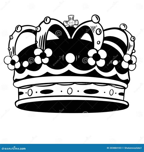 Crown King Vector Hand Drawn Illustration On White Isolated Background