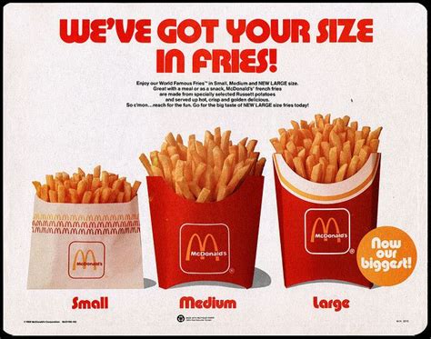 mcdonalds trayliner placemat fries in your size 1988 fast food advertising food 90s food