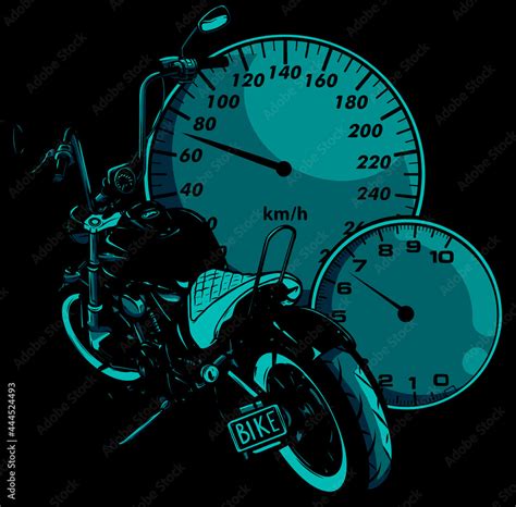 Custom Motorcycle With Speedometer Vector Illustration Design Stock
