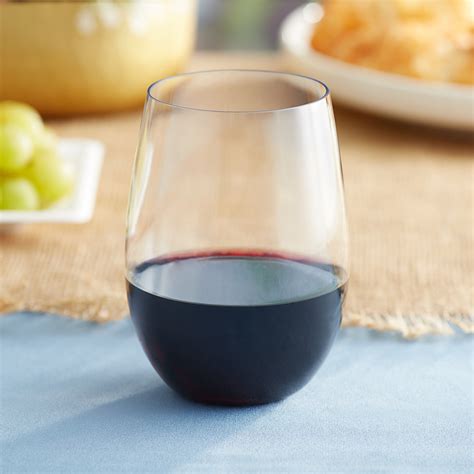 Choice 16 Oz Clear Plastic Stemless Wine Glass 64 Pack