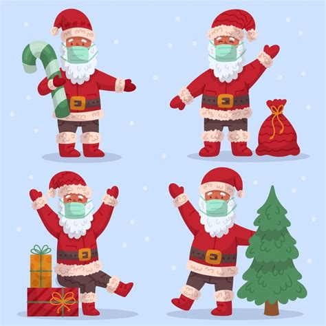 Now, masks come in all shapes, sizes and materials. Free Vector | Santa claus collection wearing face mask