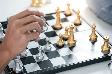 Businessman Play With Chess Game Success Management Concept Of