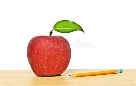 Apple And Pencil On Top Of Books Stock Photo Image Of Isolated