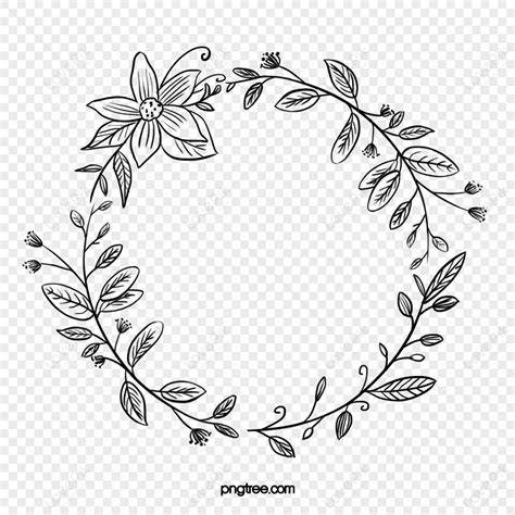 Black Hand Drawn Line Side Wedding Decoration With Surrounded Round