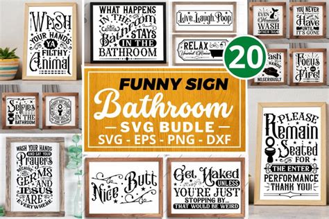 Funny Sign Bathroom Svg Bundle Bathroom Svg Bathroom Sign