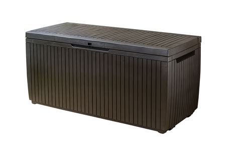 Keter Springwood Patio Outdoor 80 Gallon Plastic And Resin Deck Box