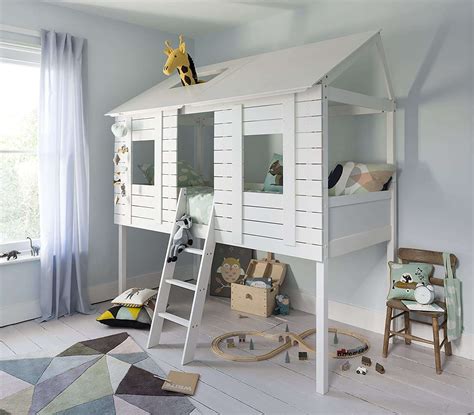 Bray 58 linen square arm sofa bed. White Treehouse Midsleeper Bed - Mid Sleepers
