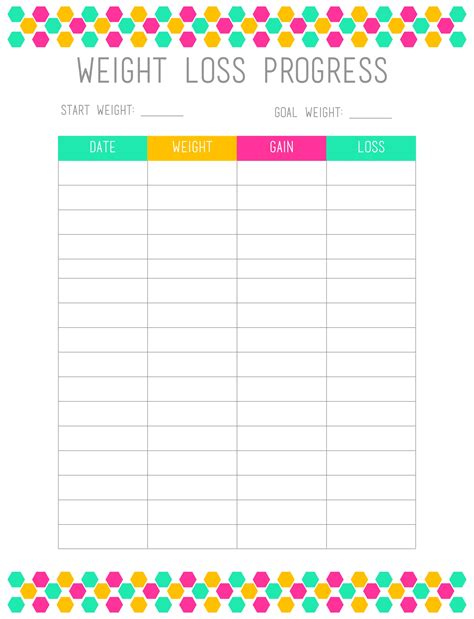 Printable Weight Loss Chart Template Printable Free Templates