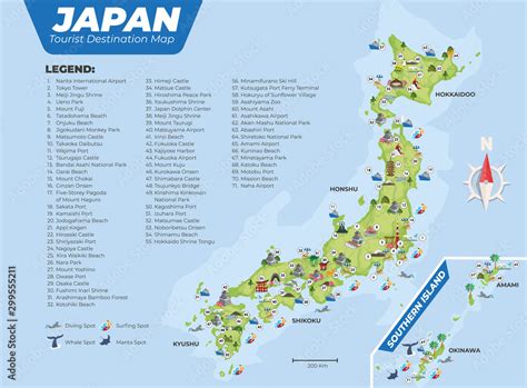 Japan Tourist Destination Map With Details Vector De Stock Adobe Stock