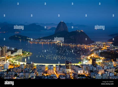 The Bay City And Sugar Loaf Mountain At Dusk Rio De Janeiro Brazil