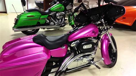 Pink Custom Harley Davidson Sportster Bagger Youtube