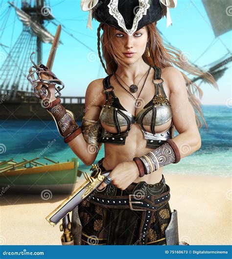 Anziehende Sexy Piratenfrau Stock Abbildung Illustration Von Schnalle Machete