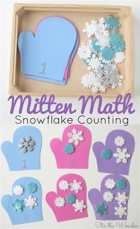 Mitten Math Snowflake Counting For Preschoolers Stir The