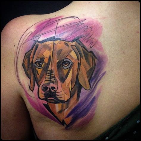Watercolor Dog Tattoo By Tattoo Szabi Dog Tattoos Dog Tattoo Animal