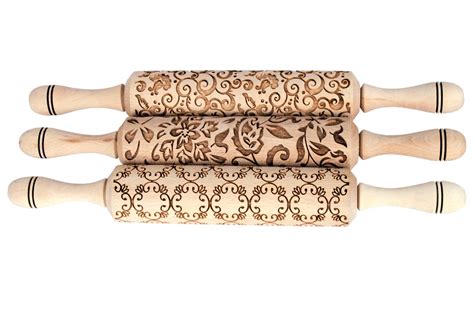 Rolling Pin Laser Cut Design Pattern Embossing Set By Sugaryhome