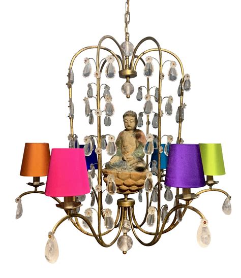 A C French Chandelier With Carved Wooden Buddha Stock Blanchard