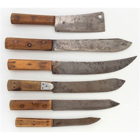 Lot Of Six 6 Early Butcher Knives