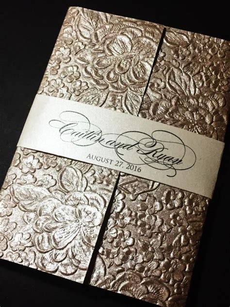 Embossed Wedding Invitation - Elegant Wedding Invitations, Glitter
