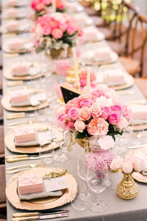 Glamorous Pink And Ivory Country Wedding Gold Wedding Decorations