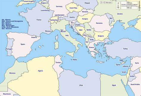 Map Of Mediterranean Countries Outline 728