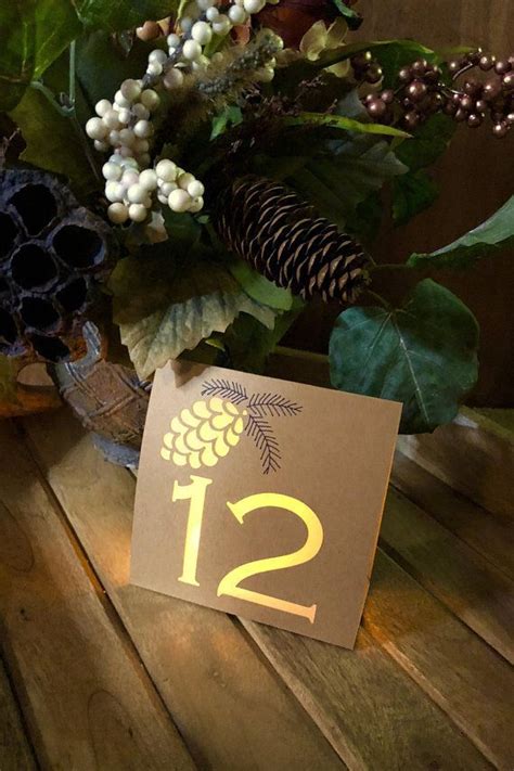 Fall Table Numbers Pine Cone Centerpiece Winter Wedding Winter