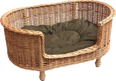 Prestige Wicker Luxury Willow Dog Basket Settee With Cushion Medium