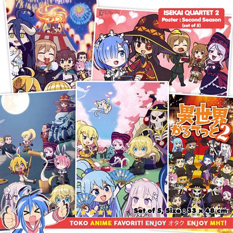 Poster Anime Isekai Quartet Season 2 Kazuma Rem Ram Emilia Aqua