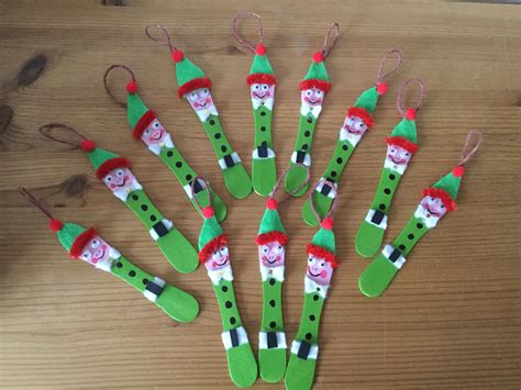 Lollipop Stick Christmas Elf Tree Decorations Christmas Art For Kids
