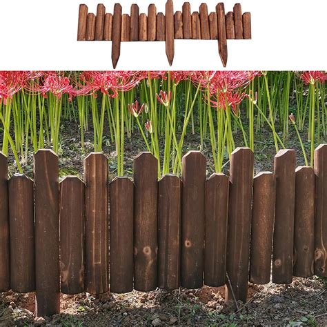 Wooden Garden Edgingspiked Log Roll Border As Easy Plug In Fence