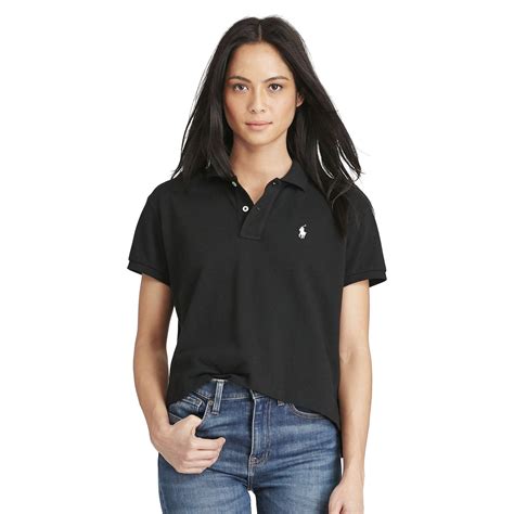 Polo Ralph Lauren Cropped Cotton Mesh Polo In Black Lyst