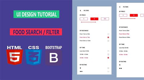 UI Design Tutorial Food Search Filter HTML CSS BOOTSTRAP YouTube