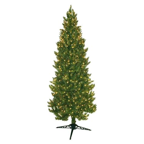 7ft Pre Lit Artificial Christmas Tree Slim Spruce Clear Lights